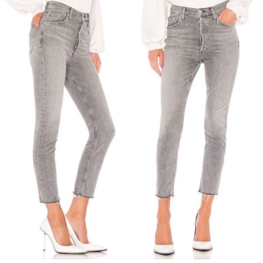AGOLDE Nico High Rise Slim Risk Gray Wash Jeans Size 33